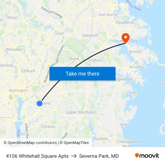 4106 Whitehall Square Apts to Severna Park, MD map