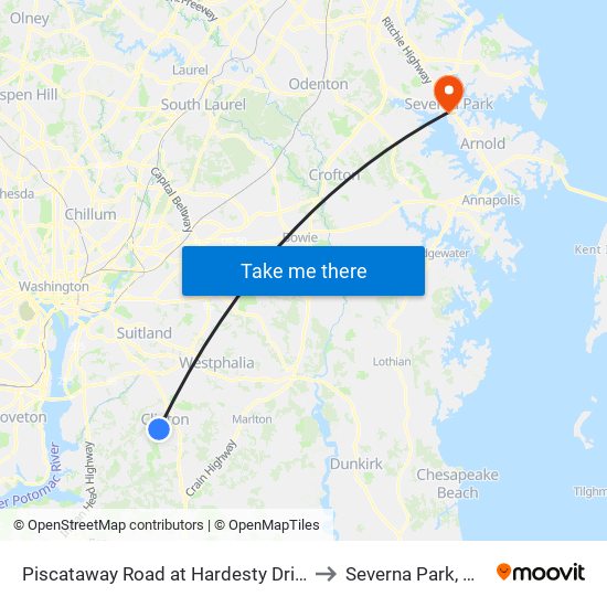 Piscataway Road at Hardesty Drive to Severna Park, MD map