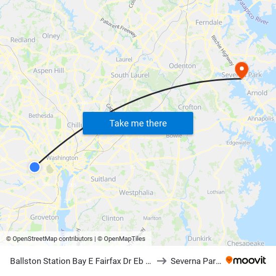 Ballston Station Bay E Fairfax Dr Eb @ N Stuart St to Severna Park, MD map