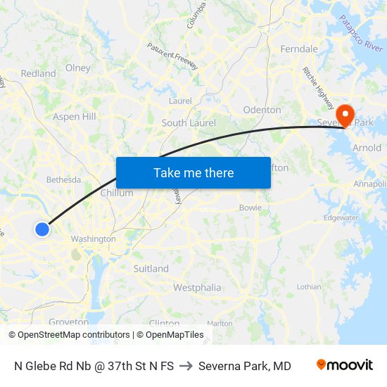 N Glebe Rd Nb @ 37th St N FS to Severna Park, MD map