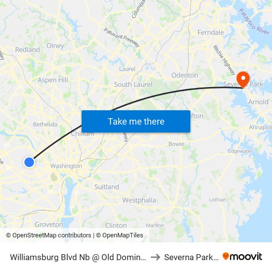 Williamsburg Blvd Nb @ Old Dominion Dr FS to Severna Park, MD map
