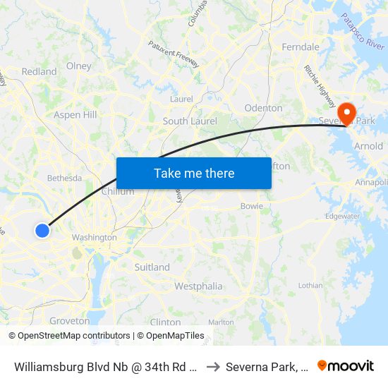 Williamsburg Blvd Nb @ 34th Rd N Ns to Severna Park, MD map