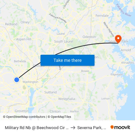 Military Rd Nb @ Beechwood Cir Ns to Severna Park, MD map