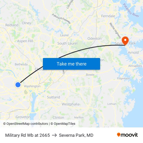 Military Rd Wb at 2665 to Severna Park, MD map