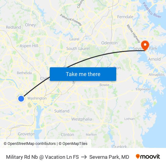 Military Rd Nb @ Vacation Ln FS to Severna Park, MD map