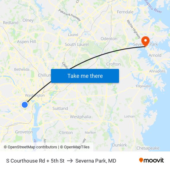 S Courthouse Rd + 5th St to Severna Park, MD map