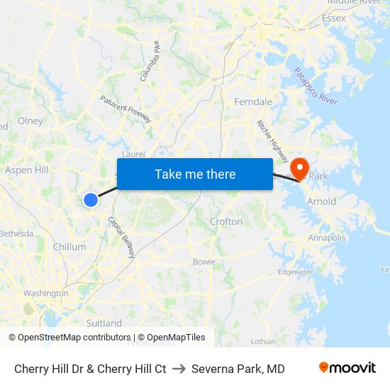 Cherry Hill Dr & Cherry Hill Ct to Severna Park, MD map