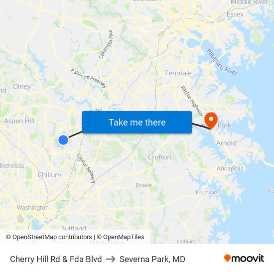 Cherry Hill Rd & Fda Blvd to Severna Park, MD map