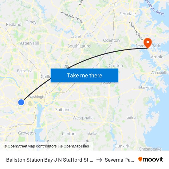 Ballston Station Bay J N Stafford St Sb @ N Fairfa to Severna Park, MD map