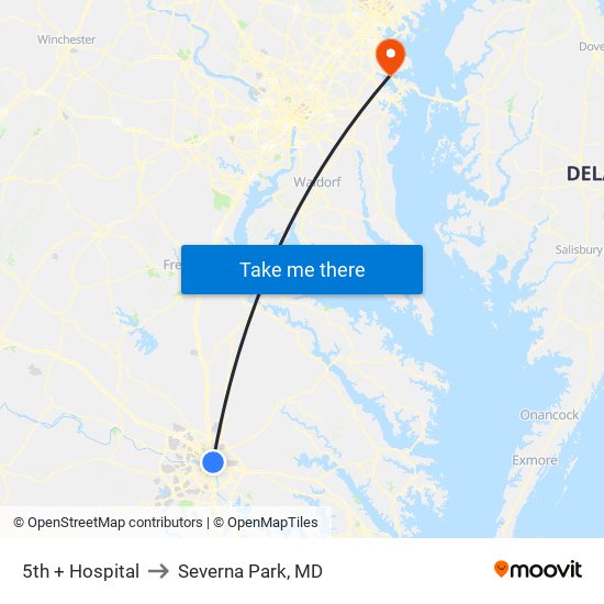 5th + Hospital to Severna Park, MD map