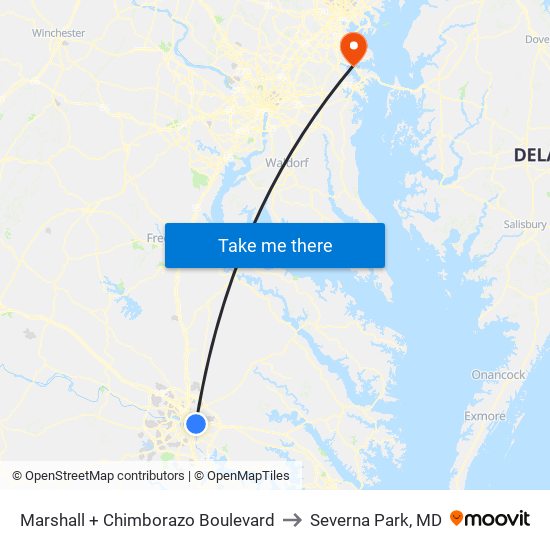 Marshall + Chimborazo Boulevard to Severna Park, MD map