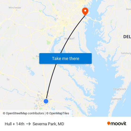 Hull + 14th to Severna Park, MD map