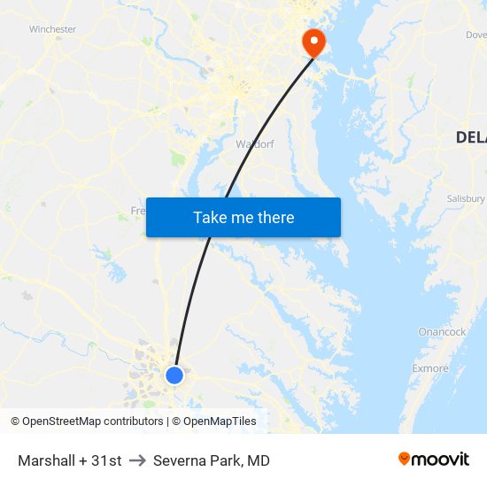 Marshall + 31st to Severna Park, MD map