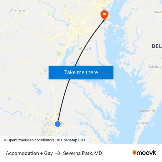 Accomodation + Gay to Severna Park, MD map