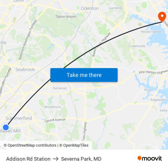 Addison Rd Station to Severna Park, MD map