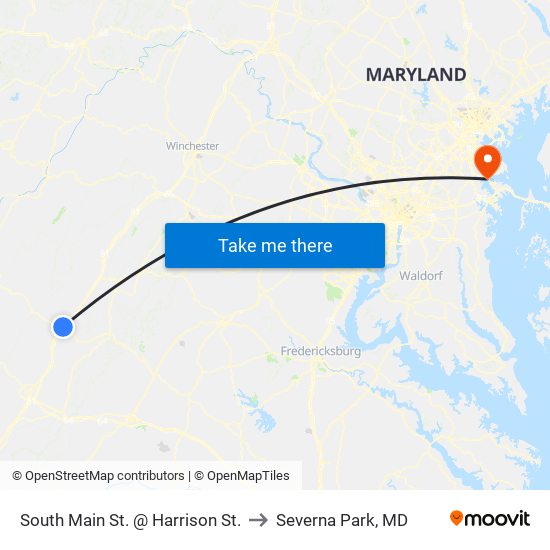 South Main St. @ Harrison St. to Severna Park, MD map