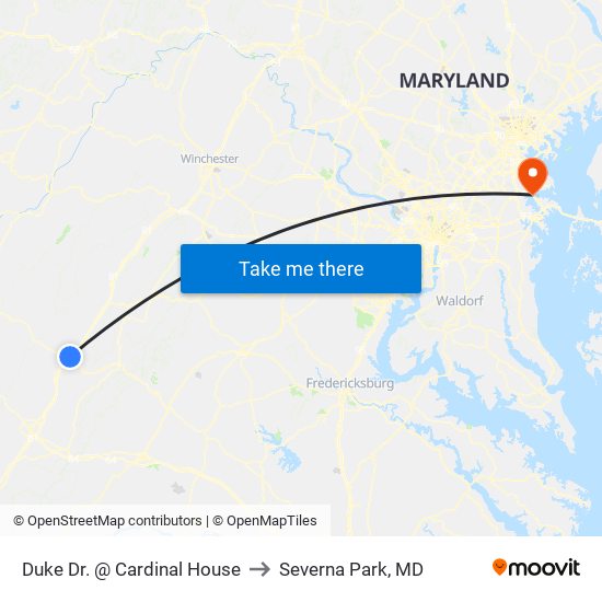 Duke Dr. @ Cardinal House to Severna Park, MD map