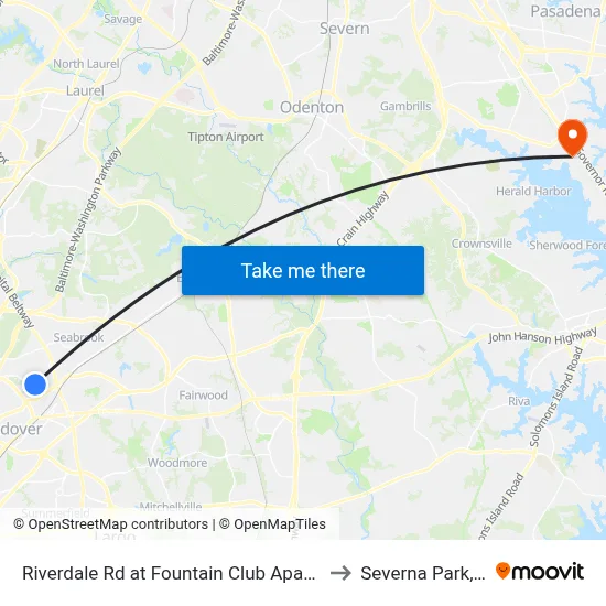 Riverdale Rd at Fountain Club Apartments to Severna Park, MD map