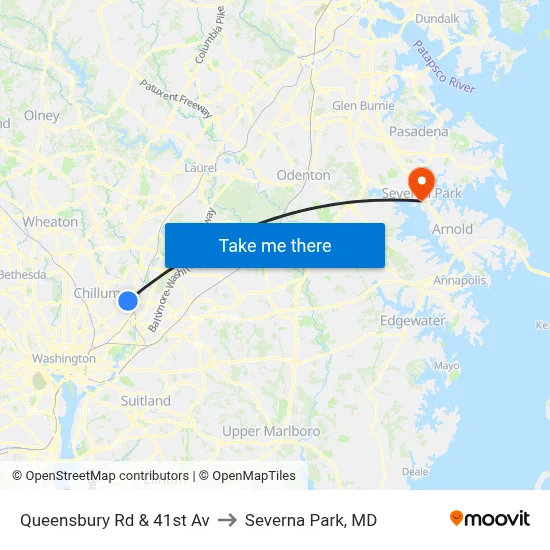 Queensbury Rd & 41st Av to Severna Park, MD map