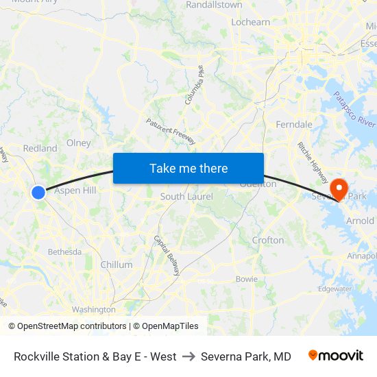 Rockville Station & Bay E - West to Severna Park, MD map