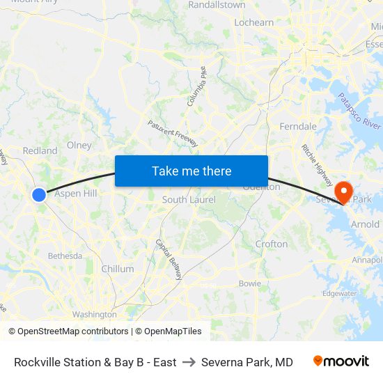 Rockville Station & Bay B - East to Severna Park, MD map