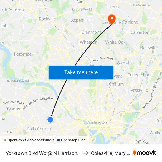 Yorktown Blvd Wb @ N Harrison St FS to Colesville, Maryland map