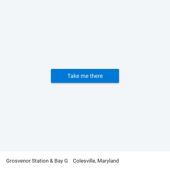 Grosvenor Station & Bay G to Colesville, Maryland map