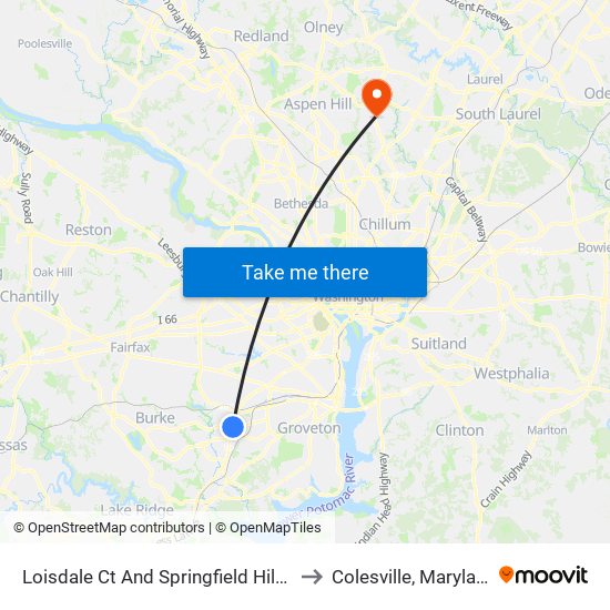 Loisdale Ct And Springfield Hilton to Colesville, Maryland map