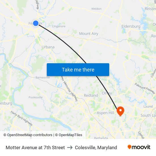 Motter Avenue at 7th Street to Colesville, Maryland map