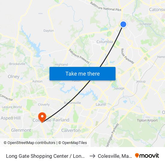 Long Gate Shopping Center / Long Gate Pkwy to Colesville, Maryland map