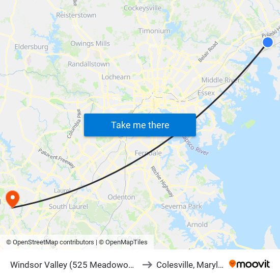 Windsor Valley (525 Meadowood Dr) to Colesville, Maryland map