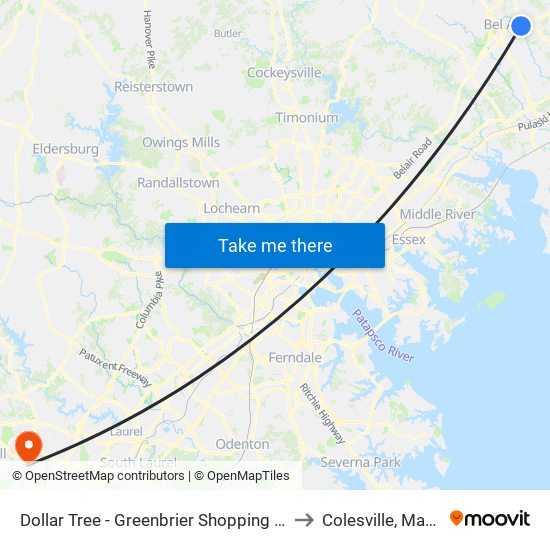 Dollar Tree - Greenbrier Shopping Plaza - Wb to Colesville, Maryland map