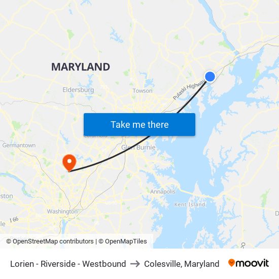 Lorien - Riverside - Westbound to Colesville, Maryland map