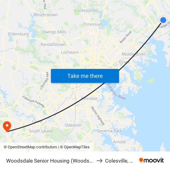 Woodsdale Senior Housing (Woodsdale Rd & Penny Ln) to Colesville, Maryland map