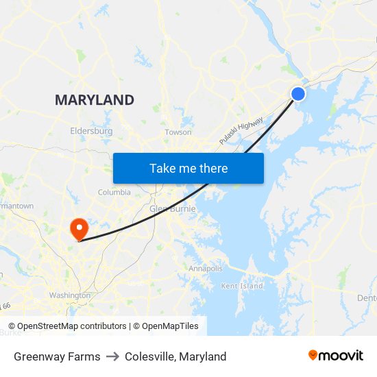 Greenway Farms to Colesville, Maryland map