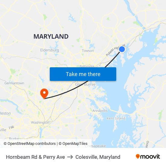 Hornbeam Rd & Perry Ave to Colesville, Maryland map