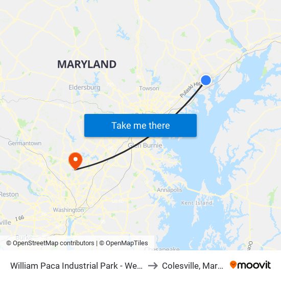 William Paca Industrial Park - Westbound to Colesville, Maryland map