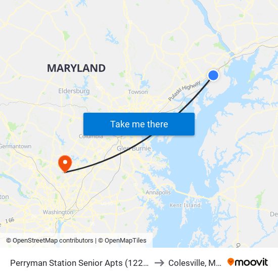 Perryman Station Senior Apts (1220 Perryman Rd) to Colesville, Maryland map