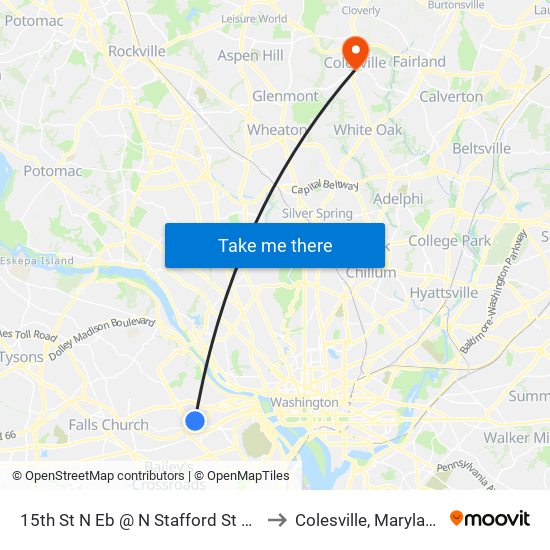 15th St N Eb @ N Stafford St Ns to Colesville, Maryland map