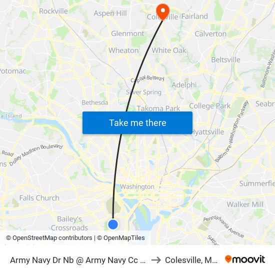 Army Navy Dr Nb @ Army Navy Cc Access Rd Ns to Colesville, Maryland map