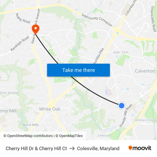 Cherry Hill Dr & Cherry Hill Ct to Colesville, Maryland map