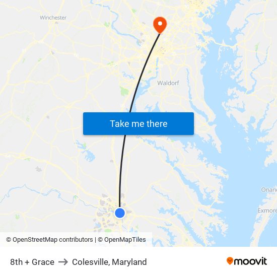 8th + Grace to Colesville, Maryland map