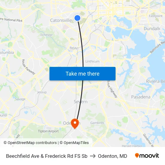 Beechfield Ave & Frederick Rd FS Sb to Odenton, MD map