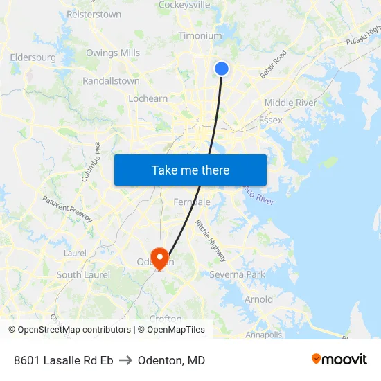8601 Lasalle Rd Eb to Odenton, MD map