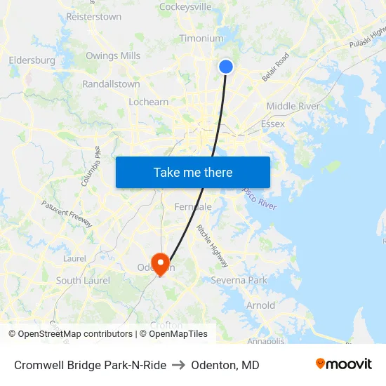 Cromwell Bridge Park-N-Ride to Odenton, MD map