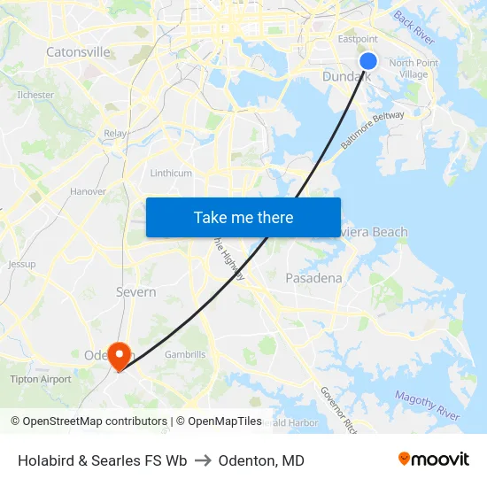 Holabird & Searles FS Wb to Odenton, MD map