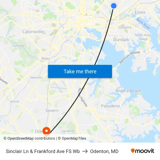 Sinclair Ln & Frankford Ave FS Wb to Odenton, MD map
