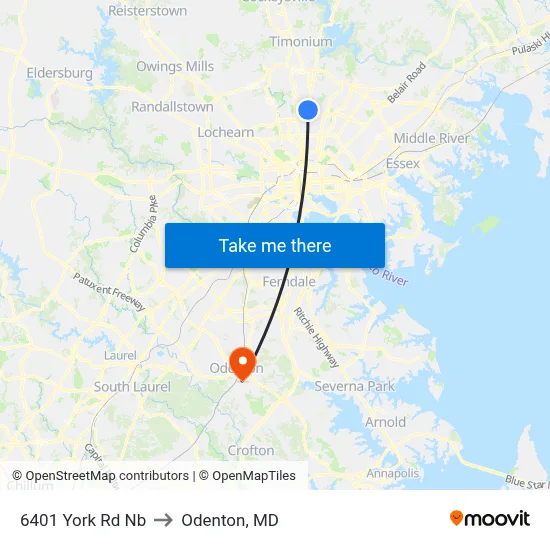 6401 York Rd Nb to Odenton, MD map