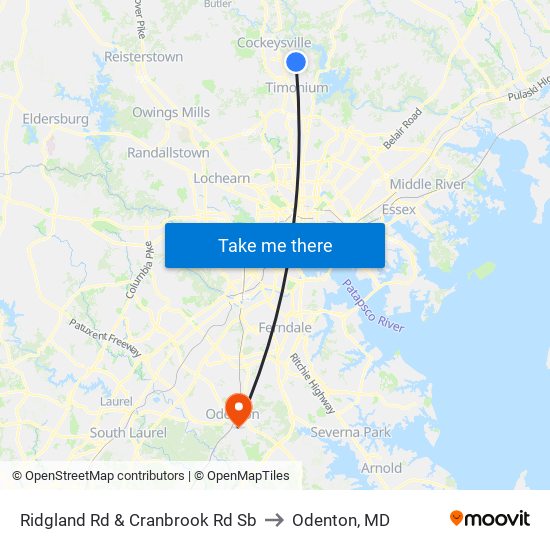 Ridgland Rd & Cranbrook Rd Sb to Odenton, MD map