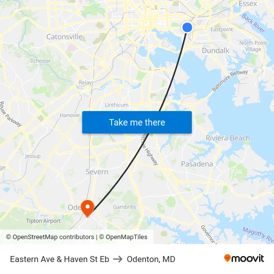 Eastern Ave & Haven St Eb to Odenton, MD map